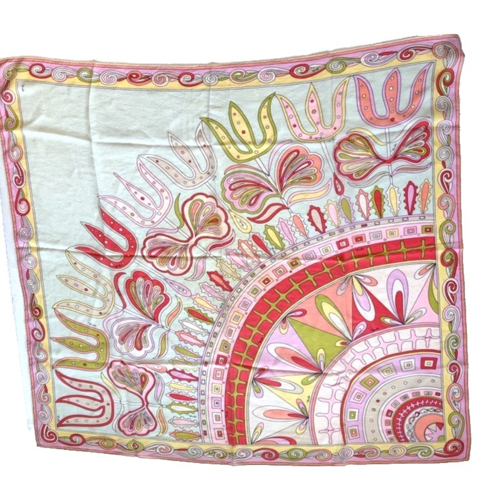 60's EMILIO PUCCI Silk Chiffon Scarf Italy 34" Exclusively for Saks Fifth Avenue